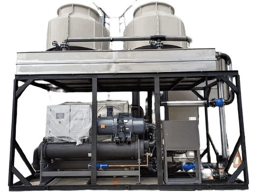 خرید 100hp آب خنک نوع پیچ کولر دمای پایین با کمپرسور های دوگانه Hanbell برای ماشین قالب بندی تزریق online manufacture
