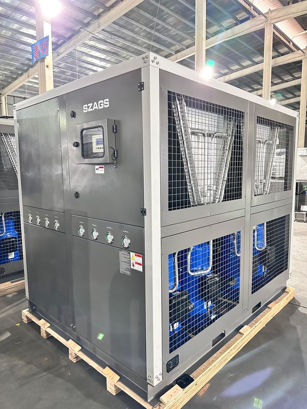 عرضه کارخانه 60HP خنک کننده آب صنعتی خنک کننده آب صنعتی 60 تن نوع گلیکول با چهار کمپرسور رول