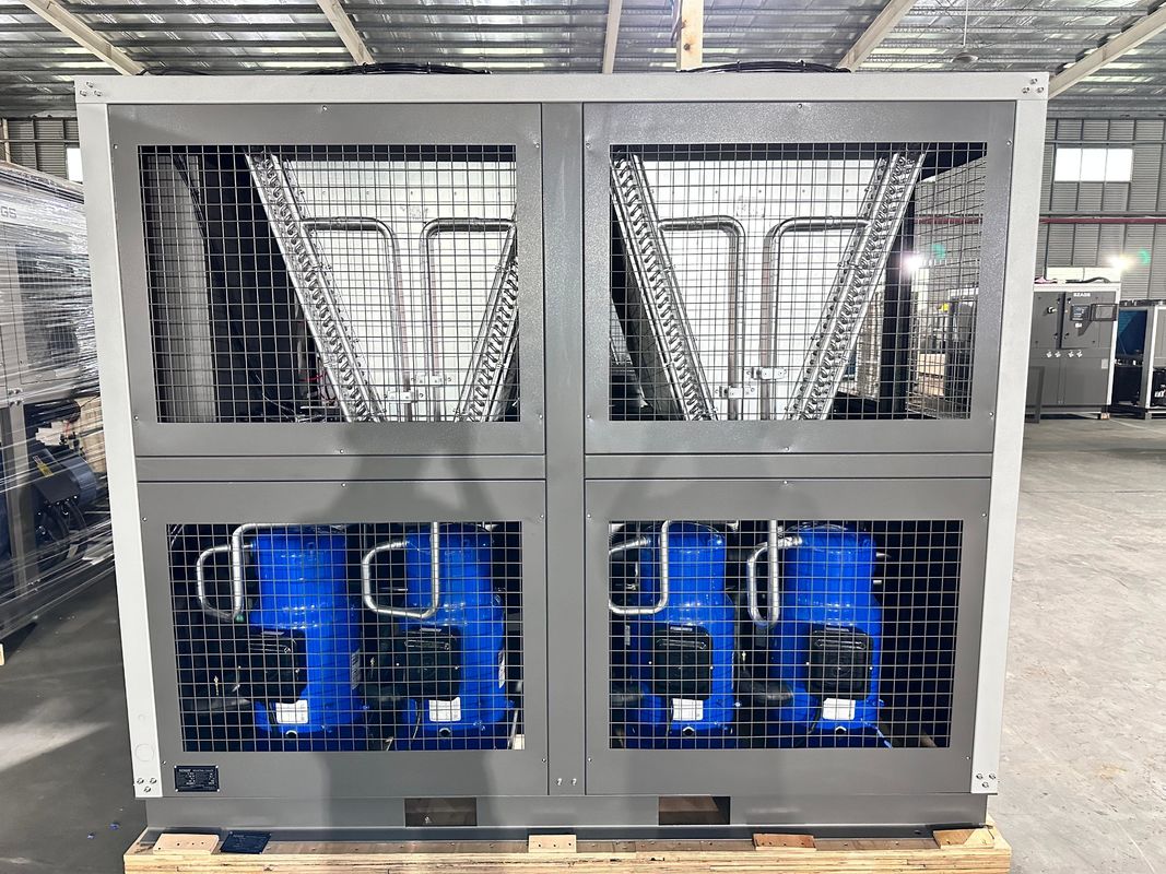عرضه کارخانه 60HP خنک کننده آب صنعتی خنک کننده آب صنعتی 60 تن نوع گلیکول با چهار کمپرسور رول