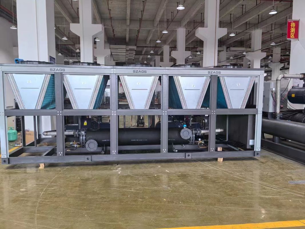 150HP کولر کمپرسور پیچ هوا خنک کننده شیمیایی صنعتی 150 تن ماشین خنک کننده هوا برای خطوط اکستروزن پروفایل PVC