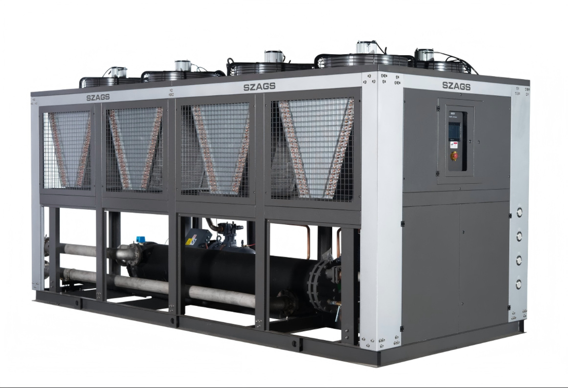 150HP خنک کننده پیچ هوا خنک کننده صنعتی با کارایی بالا برای خطوط اکستروزن پلاستیکی